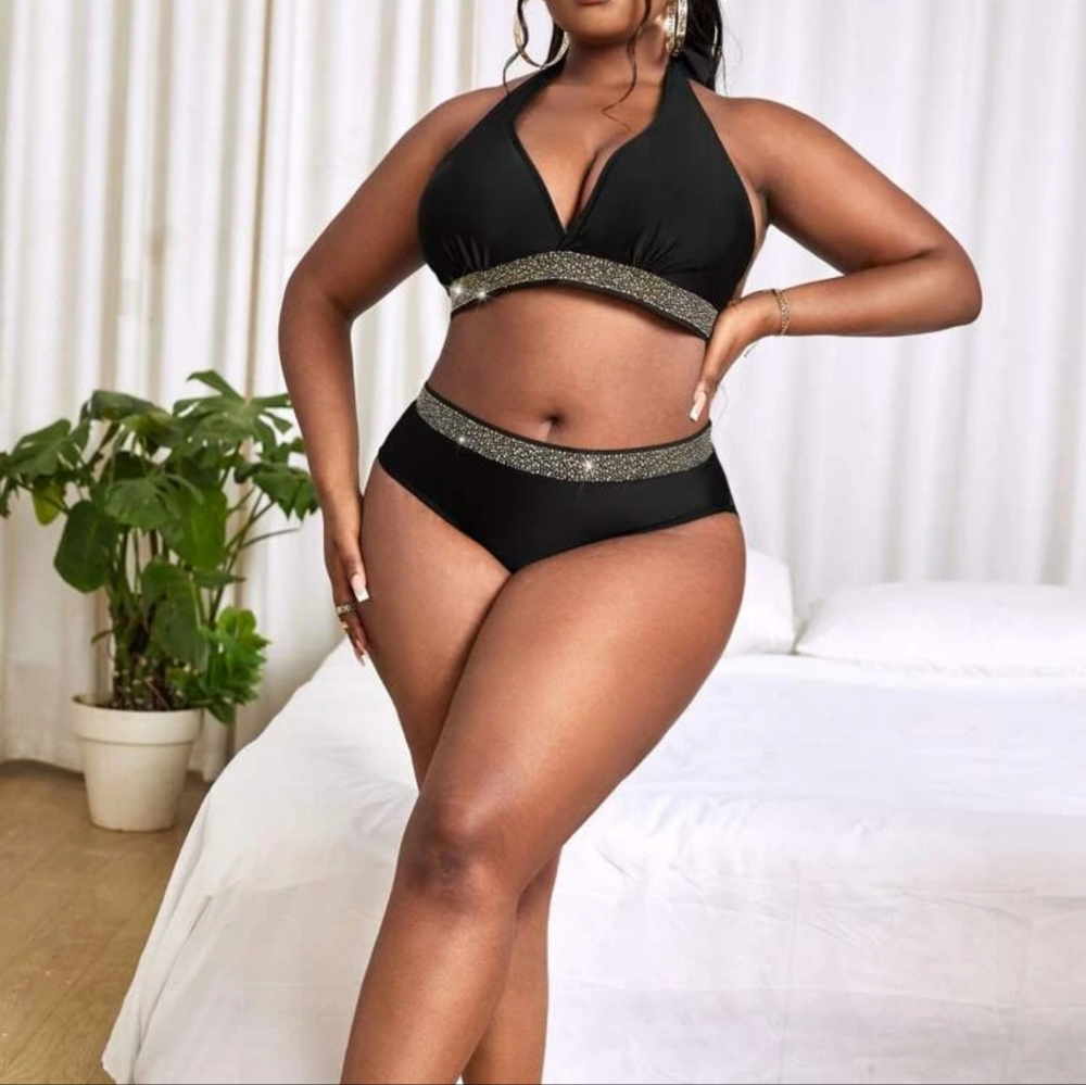 Rhinestone High waist bikini